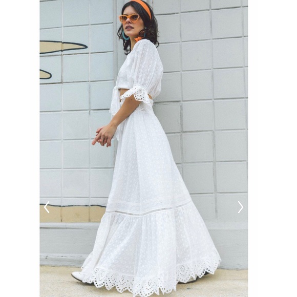 Spell Daisy Chain White Eyelet Lace Maxi Skirt - Picture 2 of 14